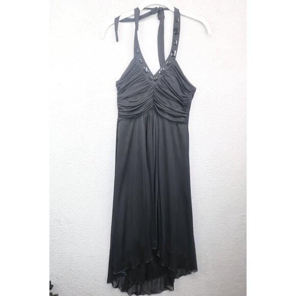 City Triangles Halter Style Beaded Mesh Dress-Size Small-Goth-Fairy-Grunge - Picture 1 of 12